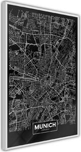 Inramad Poster / Tavla - City Map: Munich (Dark) - 40x60 Guldram med passepartout