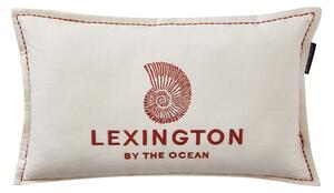 Lexington Logo Embroidered Linen Cotton Prydnadskudde Vit