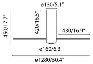 FARO 32037WP - Takfläkt TUBE FAN svart/brun d. 128 cm SMART + RC