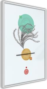 Inramad Poster / Tavla - Geometric Installation with a Plant - 20x30 Guldram med passepartout