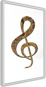 Inramad Poster / Tavla - Golden Treble Clef - 40x60 Guldram
