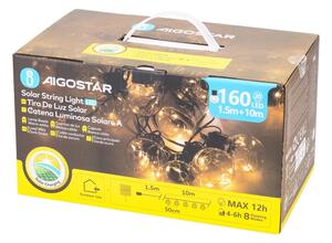 Aigostar - LED Solar Julkedja 20xLED/8 funktioner 11,5m IP65 varm vit