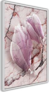 Inramad Poster / Tavla - Magnolia on Marble Background - 20x30 Guldram med passepartout