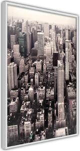Inramad Poster / Tavla - New York from a Bird's Eye View - 20x30 Guldram med passepartout