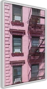 Inramad Poster / Tavla - Pink Facade - 20x30 Guldram med passepartout