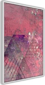 Inramad Poster / Tavla - Pink Patchwork III - 20x30 Guldram