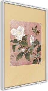Inramad Poster / Tavla - Rhododendron and Butterfly - 20x30 Guldram