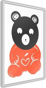 Inramad Poster / Tavla - Teddy Bear in Love - 20x30 Guldram