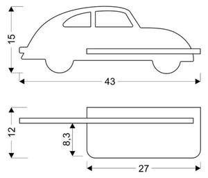 LED-väggbelysning för barn med en shelf CAR LED/5W/230V svart/trä