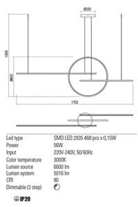 Redo 01-1736 - LED ljusreglerad ljuskrona på textilsladd GIOTTO LED/56W/230V vit