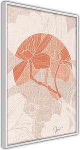 Inramad Poster / Tavla - Flowers on Fabric - 20x30 Guldram med passepartout