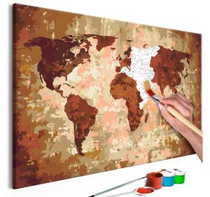 GÖR-DET-SJÄLV Målningar World Map Earth Colours 60x40 cm - Artgeist sp. z o. o