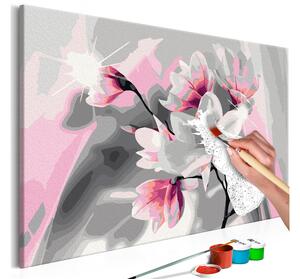 GÖR-DET-SJÄLV Målningar Magnolia Grey Background 60x40 cm - Artgeist sp. z o. o