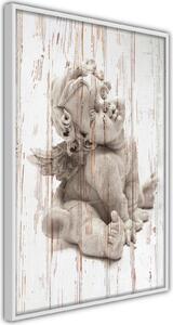 Inramad Poster / Tavla - Winged Baby - 40x60 Guldram med passepartout