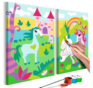 GÖR-DET-SJÄLV Målningar Fairytale Unicorns 33x23 cm - Artgeist sp. z o. o