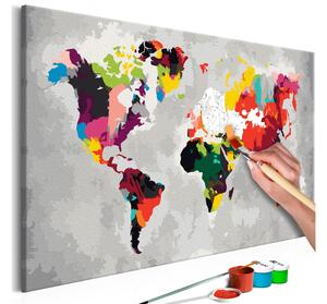 GÖR-DET-SJÄLV Målningar World Map Bright Colours 60x40 cm - Artgeist sp. z o. o