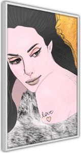Inramad Poster / Tavla - Love Tattoo - 20x30 Guldram med passepartout