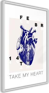 Inramad Poster / Tavla - Valentine's Day - 20x30 Vit ram med passepartout