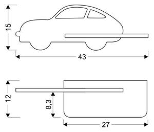 LED-väggbelysning för barn med en shelf CAR LED/5W/230V blå/trä