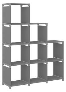 Hylla med 9 kuber grå 103x30x107,5 cm tyg - Grå