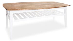 GLASGOW Soffbord 130 cm Ovalt med Förvaring Hylla Ek/Vit -