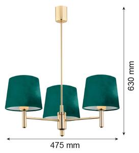 Argon 6192 - Pendelkrona PONTE 3xE27/15W/230V grön/mässing