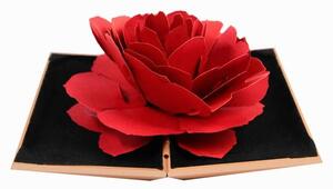 Ringask med 3D Ros i papper - Rosa