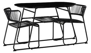 LAMBORG Cafébord 120 cm Oval Glas/Svart + 2 Stolar -