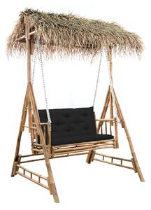2-sits hammock med palmblad och dyna bambu 202 cm - Brun