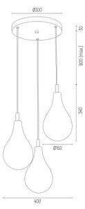 Argon 6105 - Takkkrona på ett snöre OAKLAND 3xG9/6W/230V svart