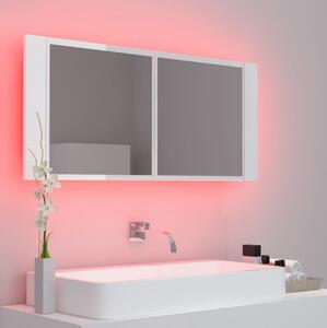 Spegelskåp för badrum LED vit högglans 100x12x45cm - Vit