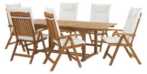 Trädgårdsmöbelset av bord och 6 stolar JAVA - Trä/natur