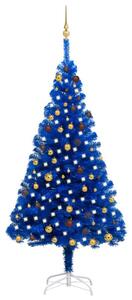 Plastgran med LED och julgranskulor blå 210 cm PVC -