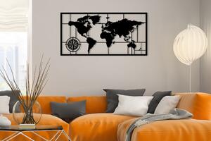 WORLD MAP METAL DECOR 7 Väggdekor Svart -