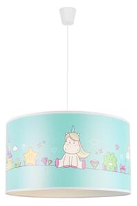 Duolla - Hängande ljuskrona med textilsladd för barn UNICORN 1xE27/15W/230V diameter 35 cm