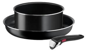 Tefal - Sätt med matlagningsutrustning 3 delar INGENIO EASY COOK & CLEAN BLACK