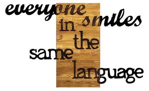 EVERYONE SMILES IN THE SAME LANGUAGE Väggdekor Svart/Valnöt -