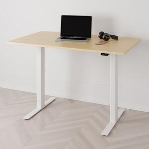 Höj och sänkbart skrivbord PREMIUM, 2-motorigt, vitt stativ, björk bordsskiva 140x70cm