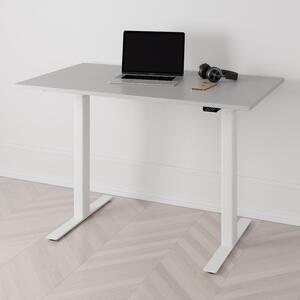 Höj och sänkbart skrivbord PREMIUM, 2-motorigt, vitt stativ, grå bordsskiva 140x70cm