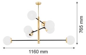 Argon 5041 - Takkrona on a pole CAMERON 8xE27/15W/230V mässing /svart