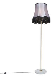 Mässingsgolvlampa med Granny B skugga svartgrå 45 cm - Kaso