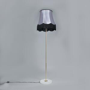 Mässingsgolvlampa med Granny B skugga svartgrå 45 cm - Kaso