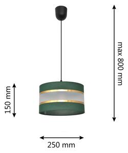 Ljuskrona med textilsladd HELEN 1xE27/15W/230V diameter 25 cm grön/guld