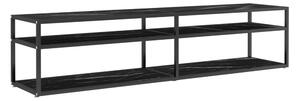 TV-bänk svart marmor 180x40x40,5 cm härdat glas - Svart