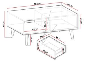 Soffbord WILLOW 46x104 cm svart/brun