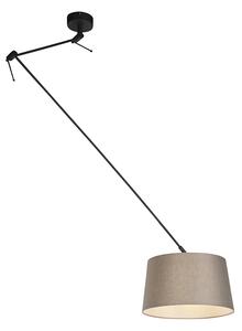 Hängande lampa med linneskärm taupe 35 cm - Blitz I svart