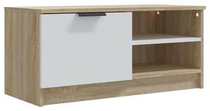 Tv-bänk vit och sonoma-ek 80x35x36,5 cm konstruerat trä