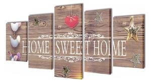 Canvastavlor set om 5 Home Sweet Home 100x50 cm - Flerfärgad