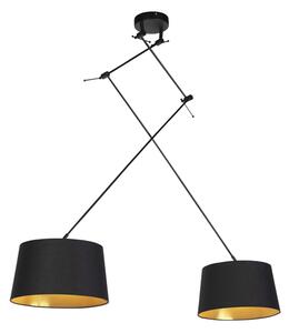 Hängande lampa med bomullsnyanser svart med guld 35 cm - Blitz II svart