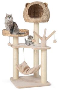 121 cm högt kattträd klätterträd med kattgrotta naturlig